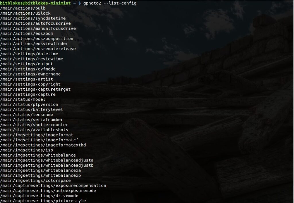 gphoto2 list-config
